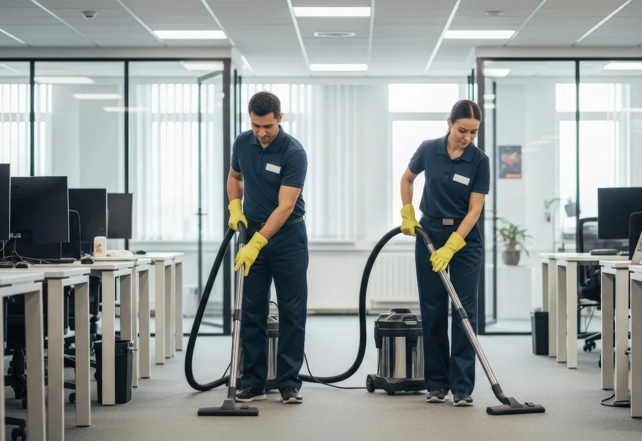 Allgemeine Gebäudereinigung Pforzheim – Reinigungsteam in einem Bürogebäude